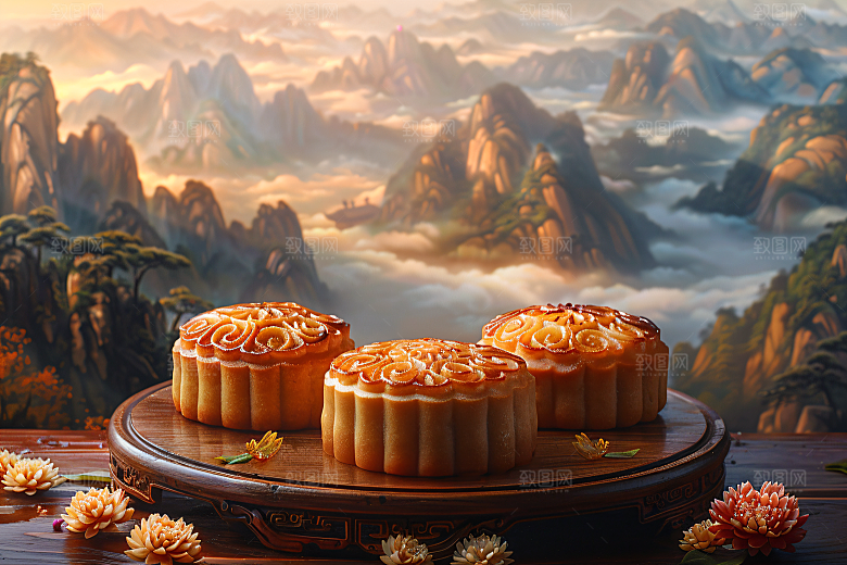 中秋月饼高清中秋节摄影图