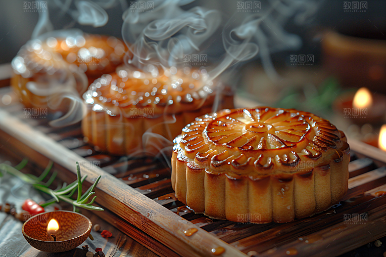 中秋月饼传统节日美食摄影图