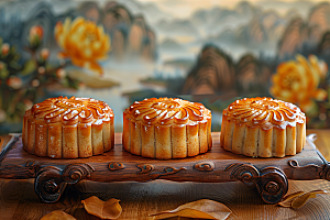 中秋月饼糕点广式月饼摄影图