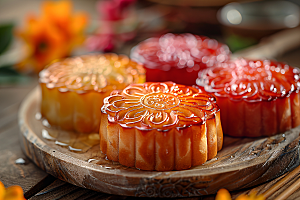 中秋月饼甜点糕点摄影图