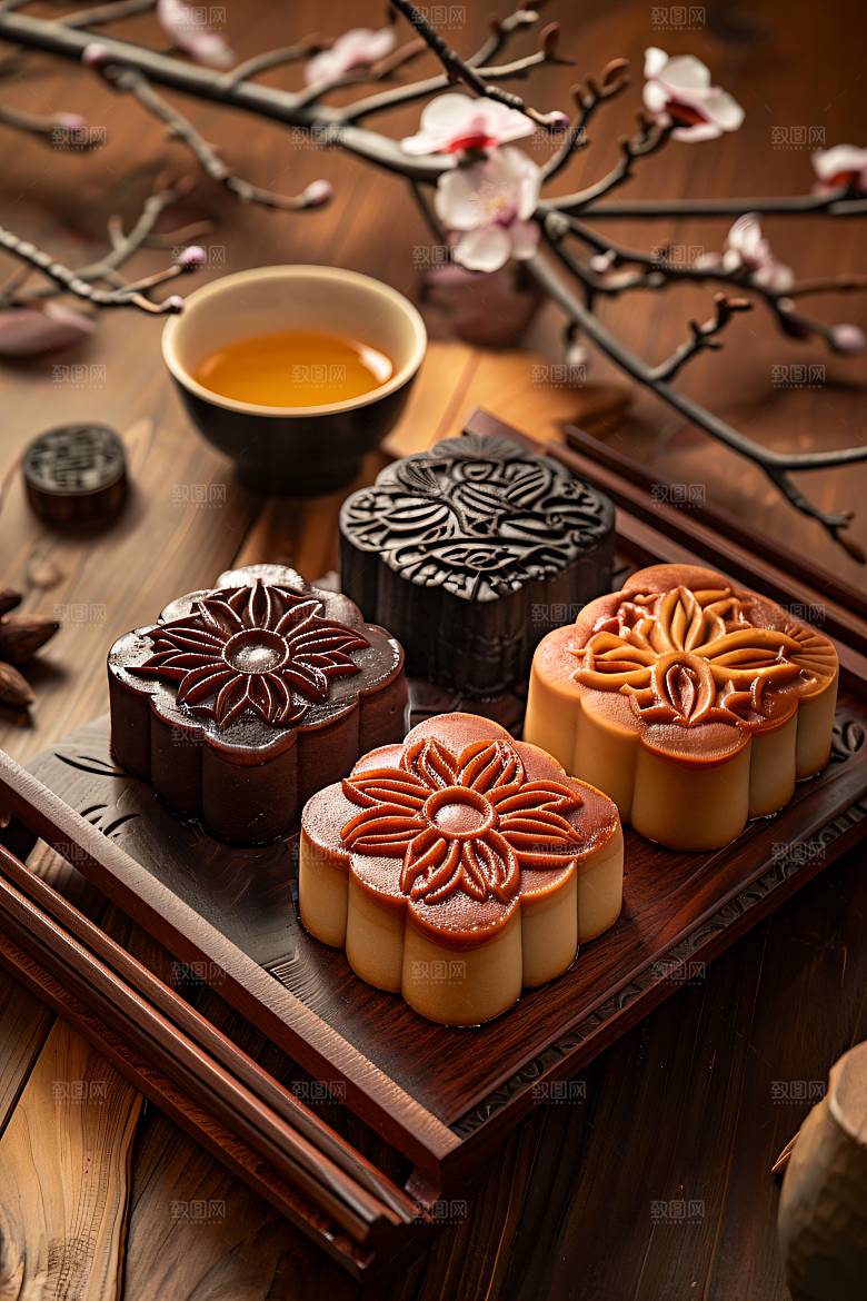 中秋月饼莲蓉月饼文化摄影图
