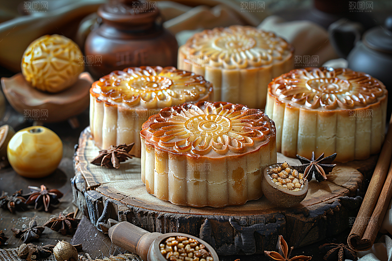中秋月饼传统美食糕点摄影图
