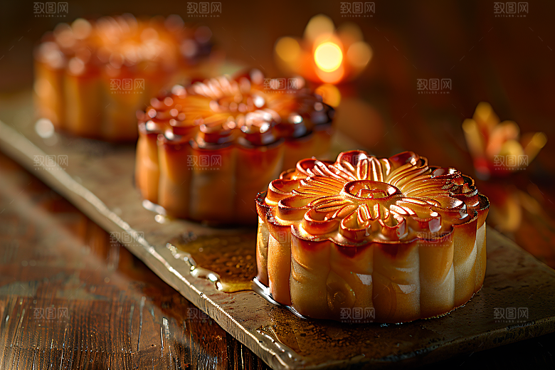中秋月饼甜点美味摄影图