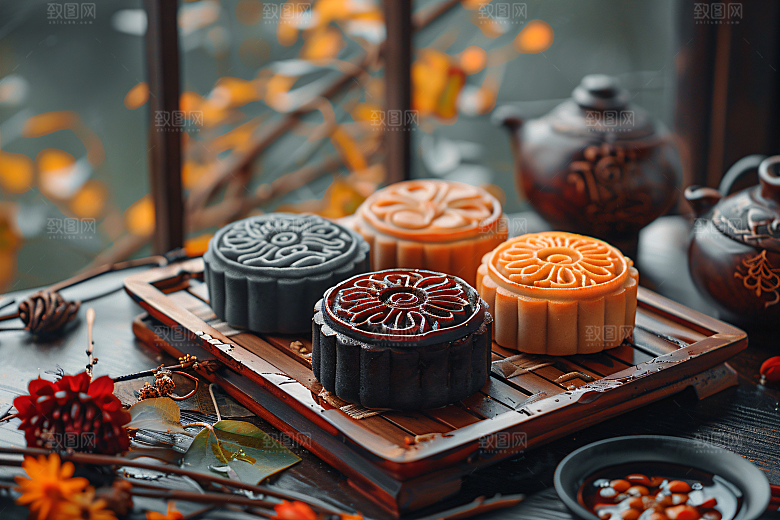 中秋月饼文化糕点摄影图