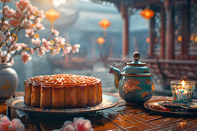 中秋月饼文化甜点摄影图