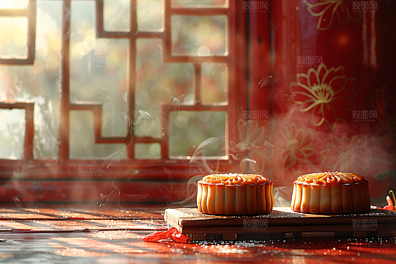中秋月饼美味甜点摄影图