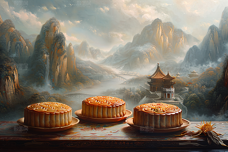 中秋月饼传统美食广式月饼摄影图