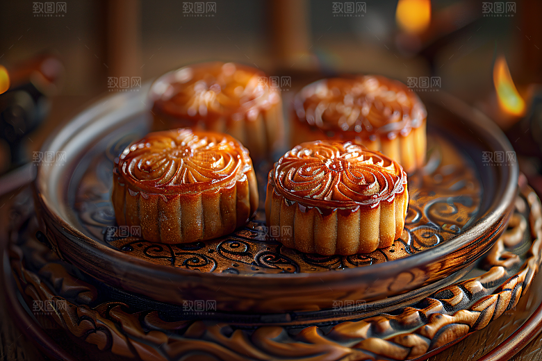中秋月饼习俗高清摄影图