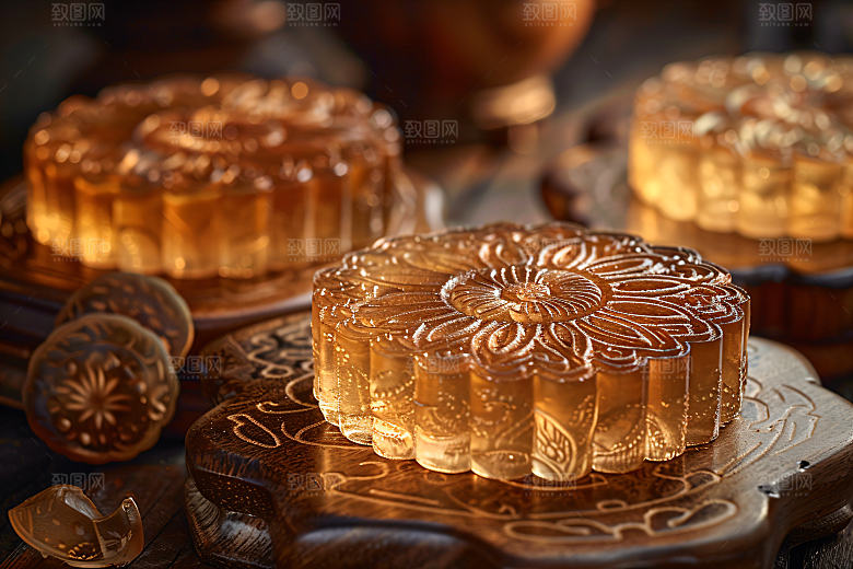 中秋月饼美味糕点摄影图
