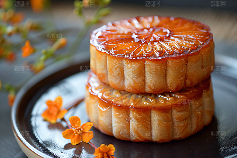 中秋月饼美食中秋节摄影图