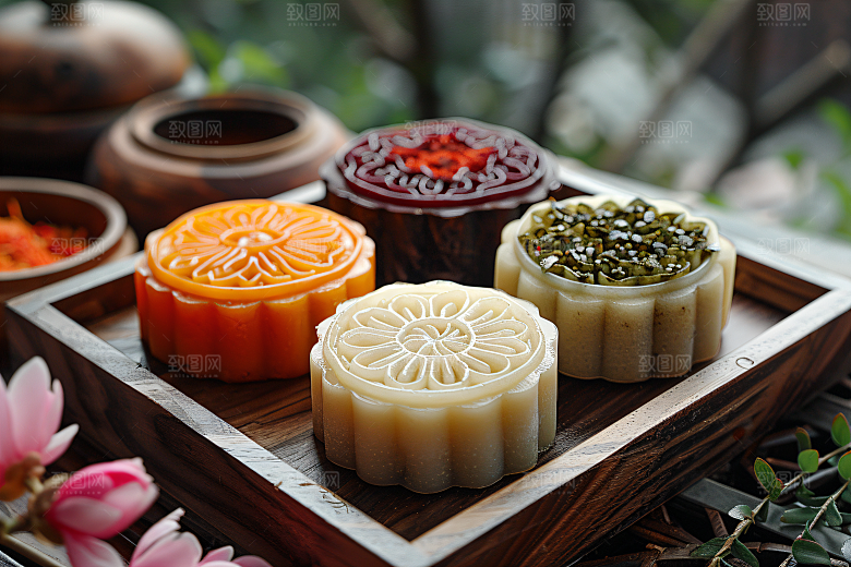 中秋月饼美食莲蓉月饼摄影图