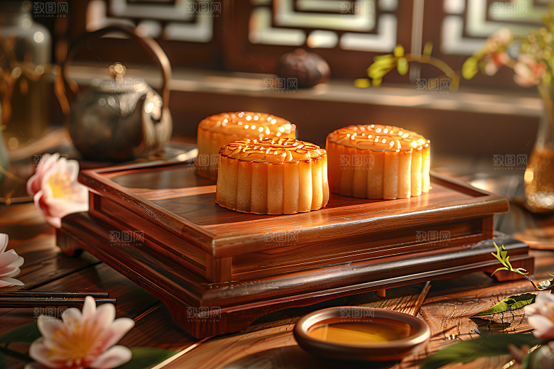 中秋月饼文化美味摄影图