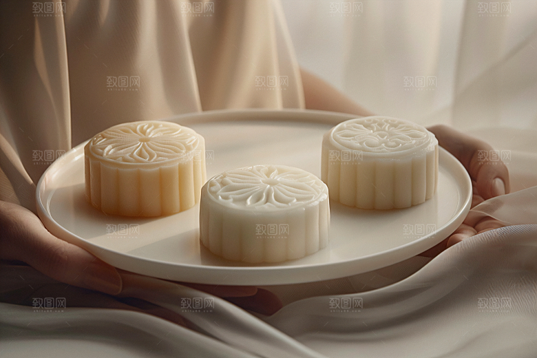 中秋月饼美食美味摄影图