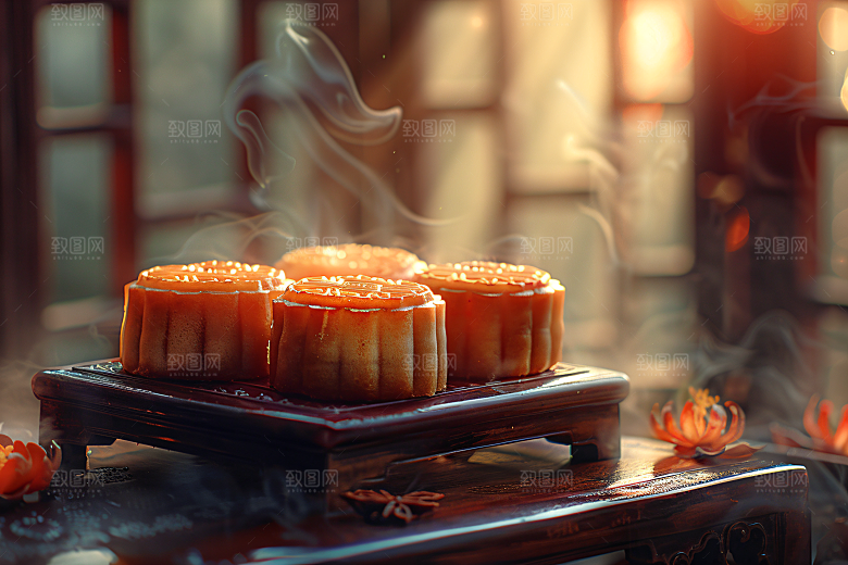 中秋月饼美食传统节日摄影图