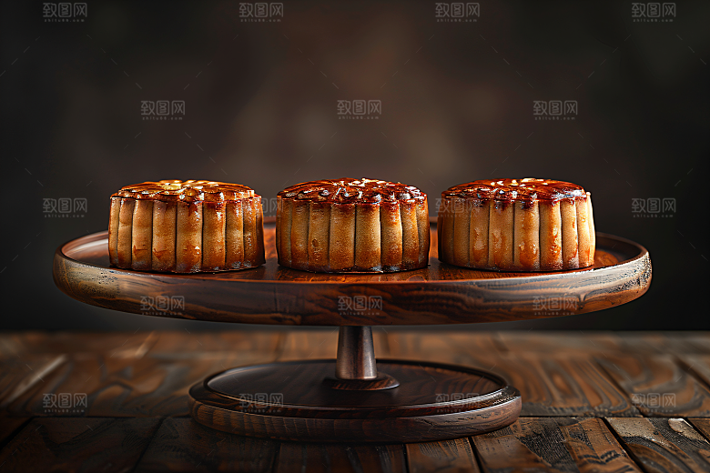 中秋月饼甜点莲蓉月饼摄影图