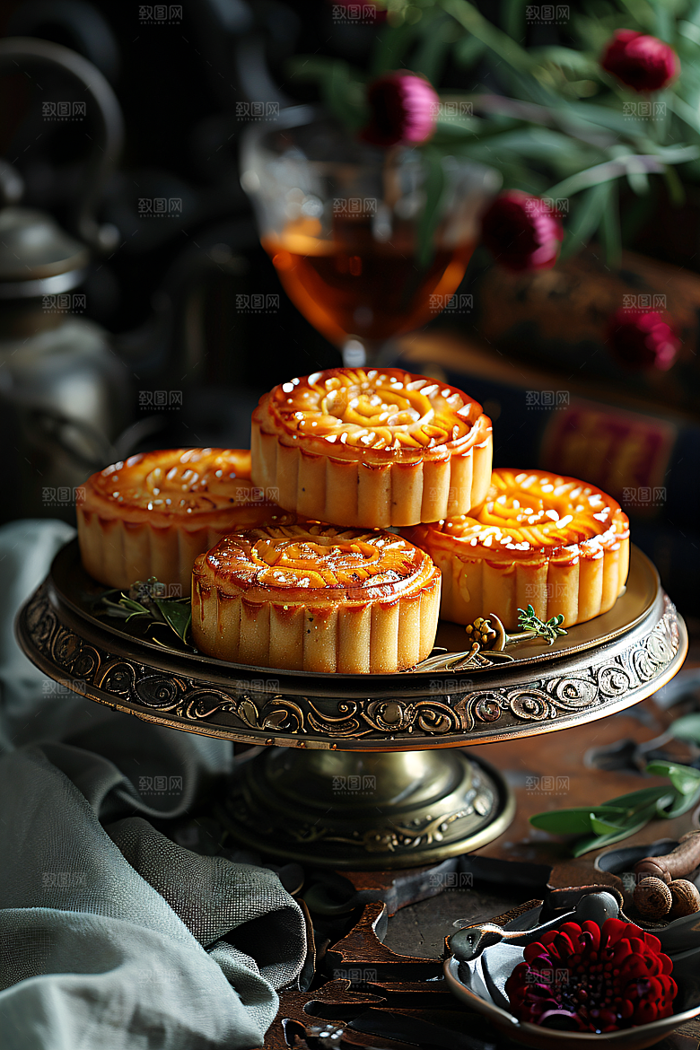 中秋月饼习俗中秋节摄影图