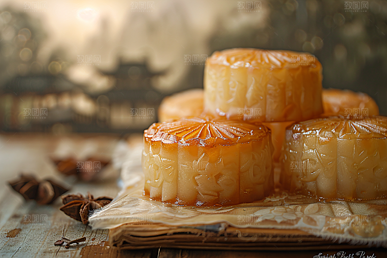 中秋月饼习俗传统美食摄影图