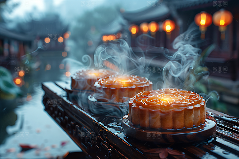 中秋月饼美食中秋节摄影图
