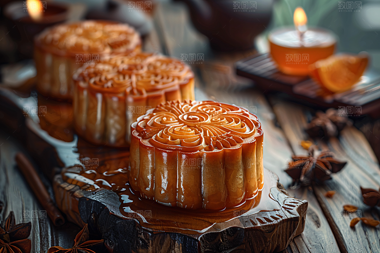 中秋月饼中秋节美食摄影图
