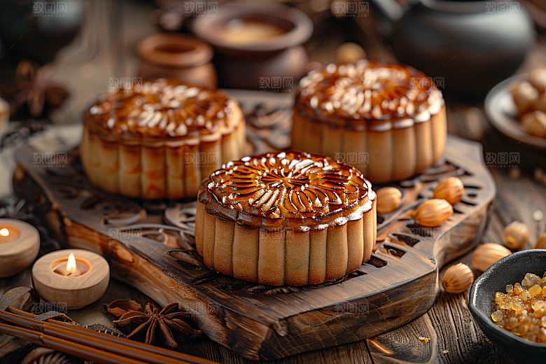 中秋月饼莲蓉月饼甜点摄影图