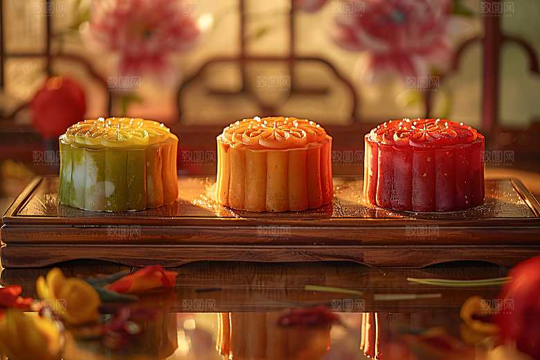 中秋月饼中秋节习俗摄影图
