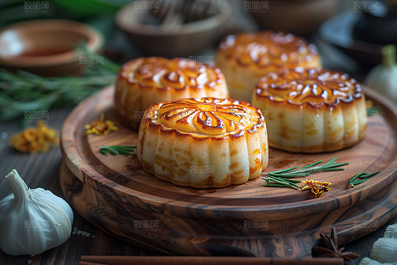 中秋月饼甜点广式月饼摄影图