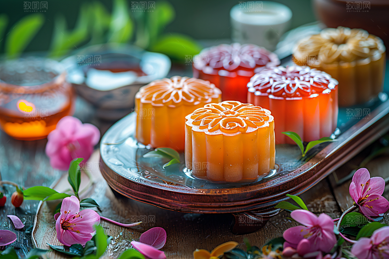 中秋月饼中秋节美味摄影图