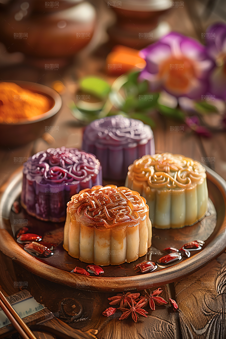 中秋月饼糕点广式月饼摄影图