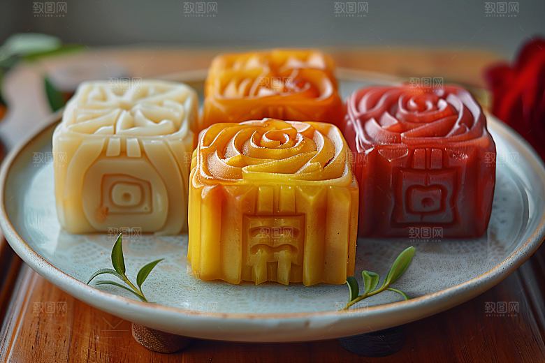 中秋月饼传统美食甜点摄影图