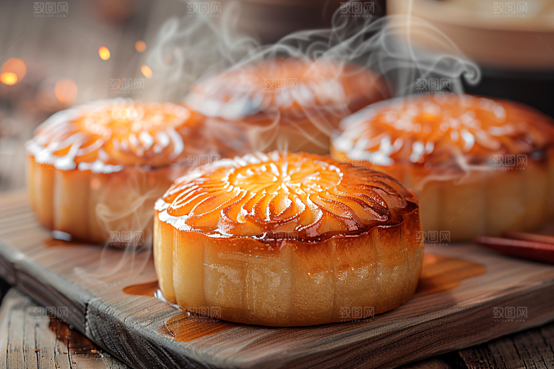 中秋月饼传统美食中秋节摄影图