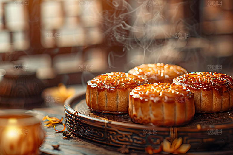 中秋月饼美食广式月饼摄影图
