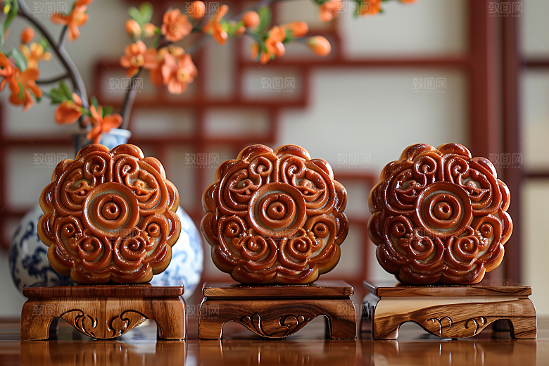 中秋月饼甜点高清摄影图