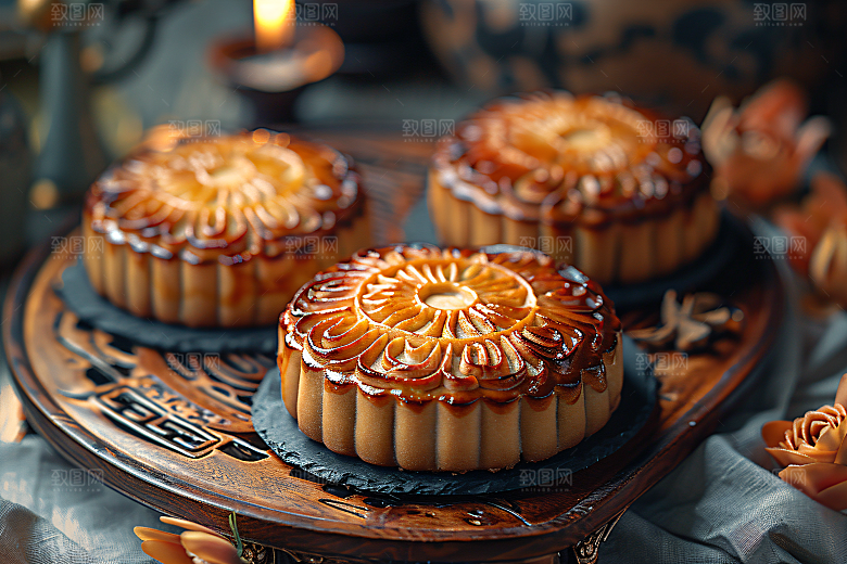 中秋月饼美味传统节日摄影图