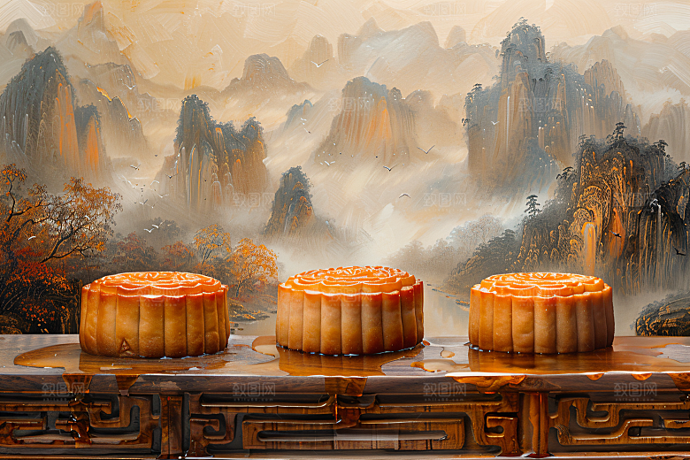 中秋月饼传统美食传统节日摄影图