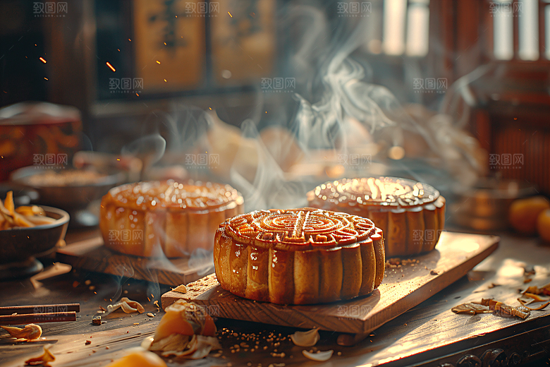 中秋月饼文化美味摄影图
