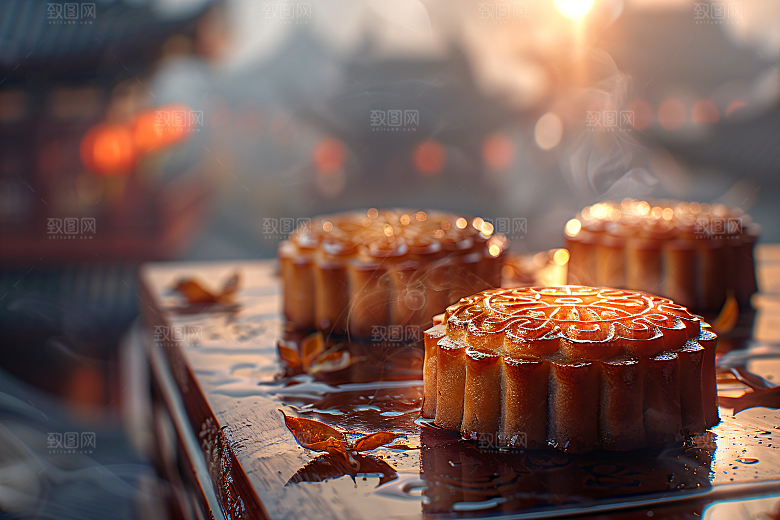 中秋月饼美味美食摄影图