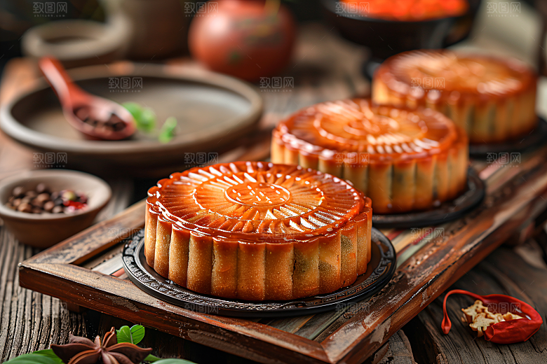 中秋月饼高清广式月饼摄影图