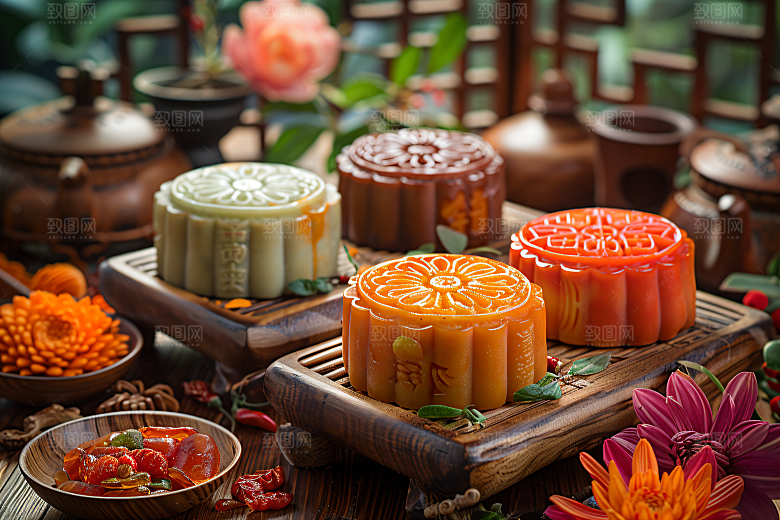 中秋月饼文化糕点摄影图