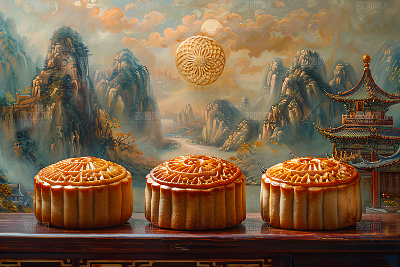 中秋月饼中秋节传统美食摄影图