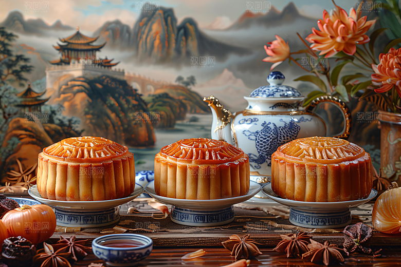 中秋月饼传统节日文化摄影图