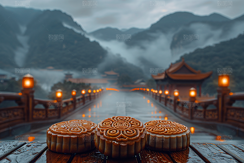 中秋月饼传统美食习俗摄影图
