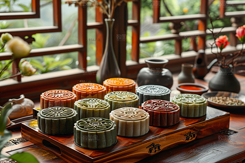 中秋月饼广式月饼传统节日摄影图