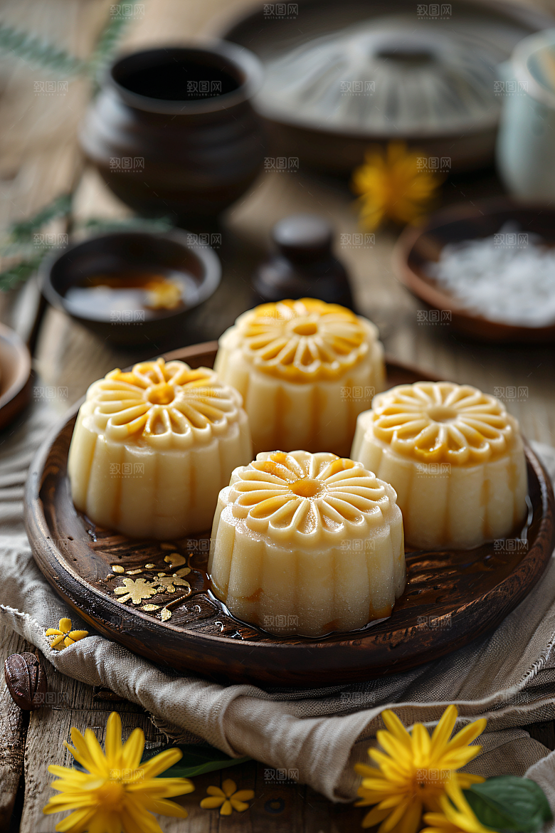 中秋月饼广式月饼甜点摄影图
