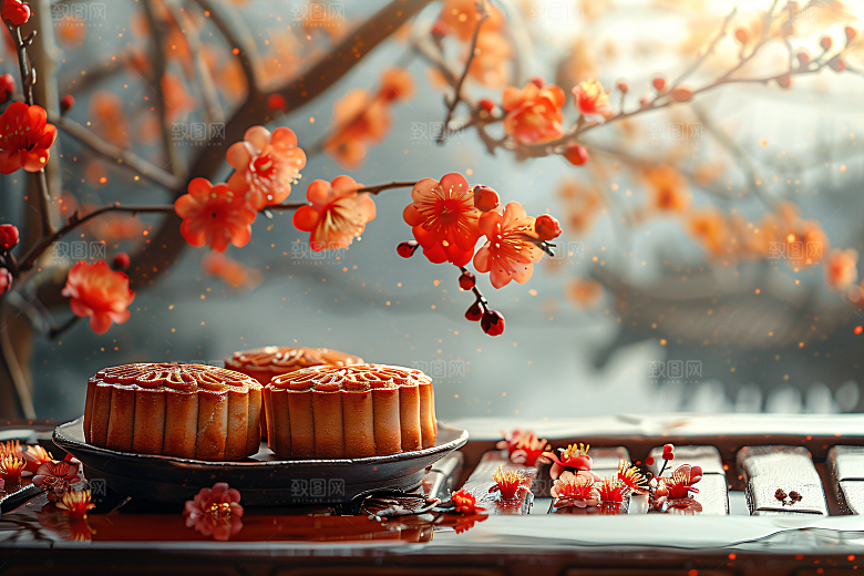 中秋月饼美食甜点摄影图