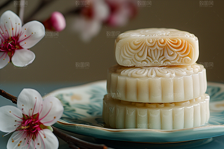 中秋月饼习俗传统美食摄影图