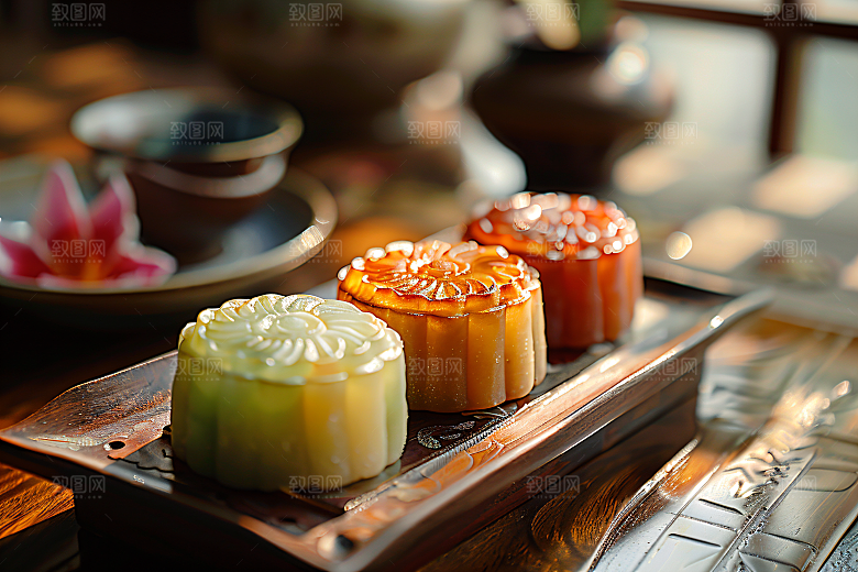 中秋月饼传统节日莲蓉月饼摄影图