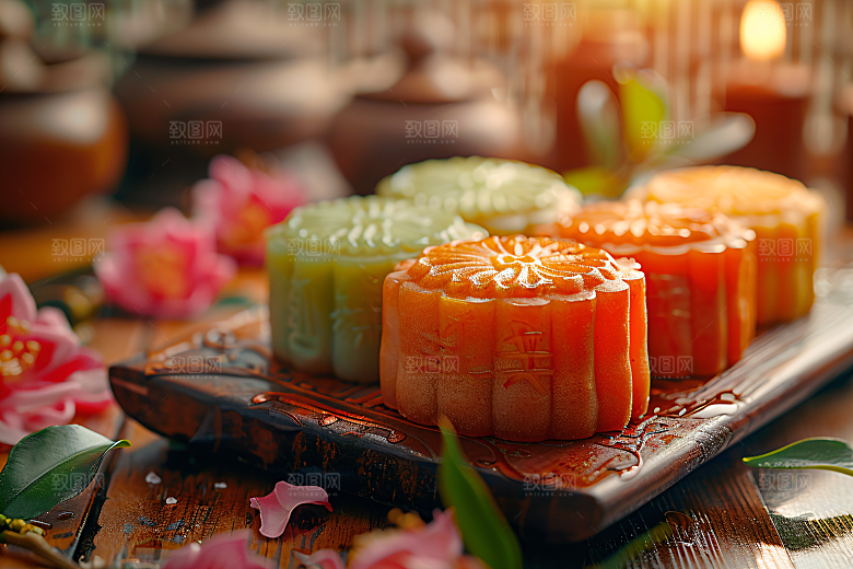 中秋月饼高清糕点摄影图