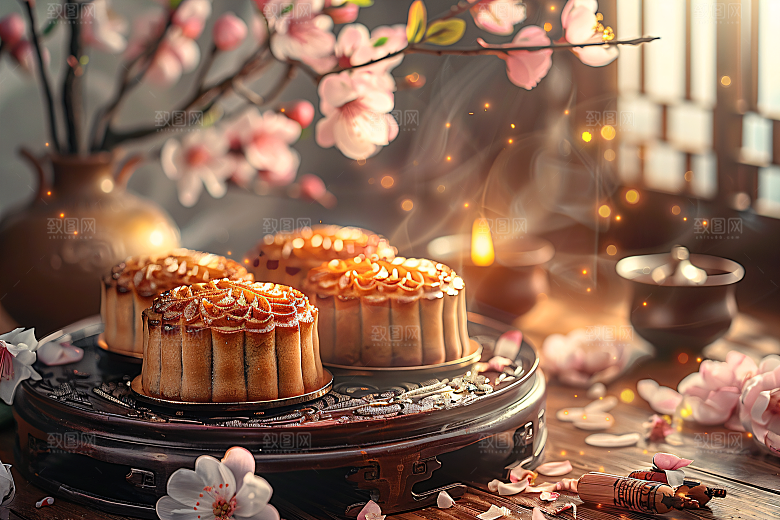 中秋月饼文化美味摄影图