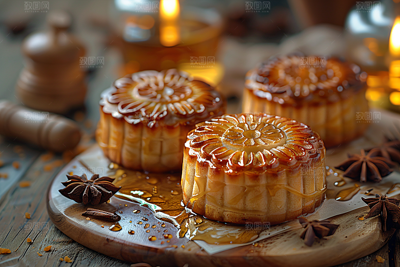 中秋月饼美食甜点摄影图