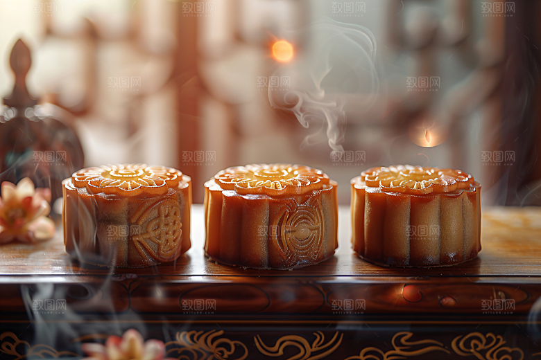 中秋月饼高清习俗摄影图